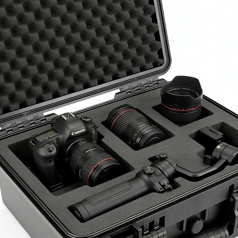 Caja de equipo de plástico con espuma