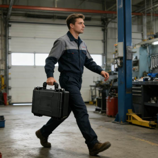 Caja de transporte de equipos de plástico