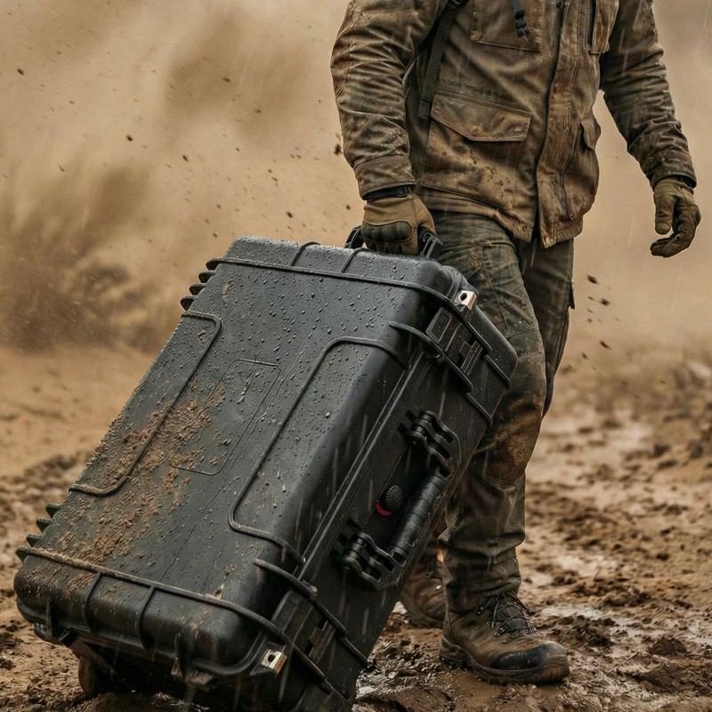 Caja dura para exteriores resistente al viento, arena y polvo